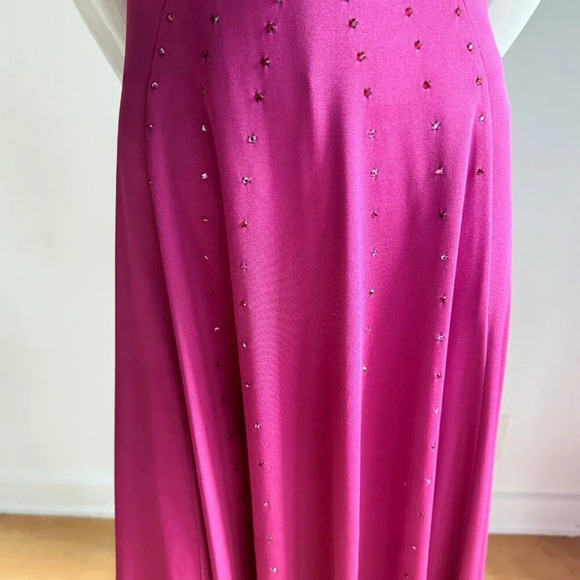 Vintage Lee Jordan Plum Purple 2  Piece Maxi Dress w Rhinestone + Coat M - Picture 9 of 10